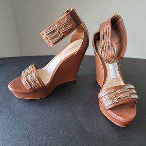 Gianni Bini brown leather wedges, 9.5
